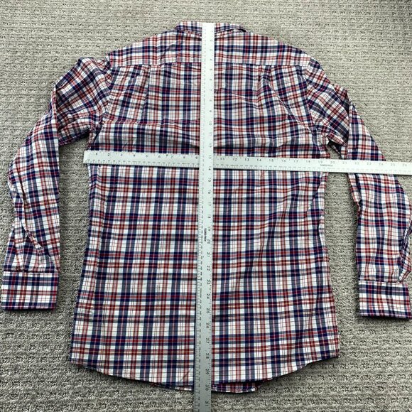 Tommy Hilfiger Shirt Men Size 15 32-33 Slim Fit Blue Red White Plaid Button Down - Picture 6 of 8